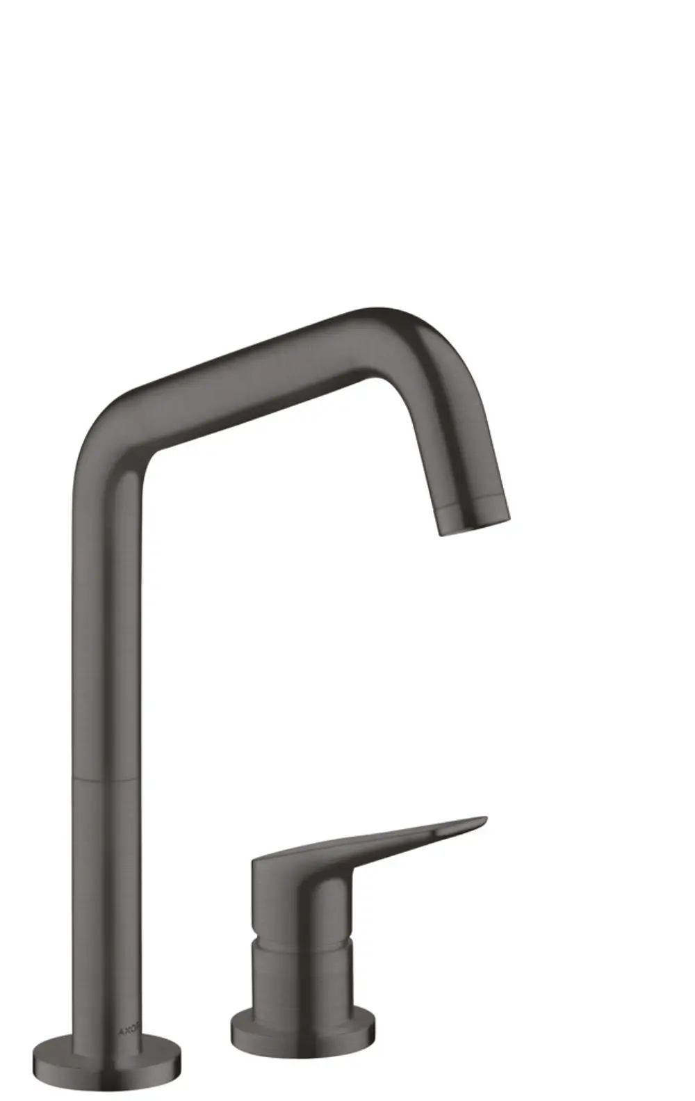 Küchenmischer mit zwei Ausläufen und einem schwenkbaren Wasserhahn, erhältlich in Brushed Black Chrome, von der Marke AXOR.